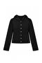 Black Snap Fastener Fitted/Fitted Hooded Crop Knitted Sweatshirt Twoaw27Sw00171 - 5