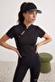 Black Diving/Scuba Fabric Knitted Sports Top/Blouse Thmaw27Bz00012 - 2