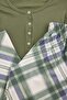 Green Plaid Top Ribbed Bottom Soft Knitted Pajama Set Thmaw27Pt00152 - 3