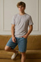 Men's Short Sleeve Comfortable Cotton Gray T-Shirt - 2