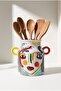 Ceramic Countertop Spoon Holder & Vase |   Kuşkulu Ethic |   Kitchen Organizer |   17X13 cm |   Unique |   Handmade |   Multicolor |   Artistic - 2