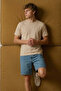 Men's Short Sleeve Comfortable Cotton Beige T-Shirt - 5