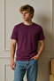 Men's Short Sleeve Comfortable Cotton Burgundy T-Shirt - 2