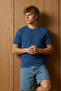 Men's Short Sleeve Comfortable Cotton Indigo T-Shirt - 5