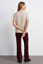 Women's Comfort Fit Basic Beige Loose T-Shirt - 6