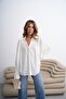 Women's White Ruched and Sleeve Detail Shirt