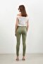 Women's Ripped Detailed Jean Trousers Khaki Slim Fit Narrow Leg - 7