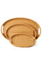 Bamboo Oval 3 Piece Tray Set. Small Tray: 20X29 Cm. Medium Tray: 26X36 Cm. Large Tray: 31X45 cm