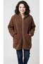 Hooded Front-Pocket Velboa Velvet Laminated Plush Coat - 3