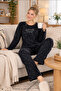 I Love You Printed Velvet Women's Pajama Set