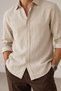 100% Pure Linen Relaxed Fit Long Sleeve Shirt |   Mes128043-01 - 3