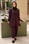 Fuat Gürşen Shirt Collar Half Snap Button Shoulder Beaded Embroidered Tunic Pants Set