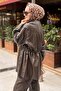 Wide Collar Zipper and Buttoned Leather Trench Coat - 4