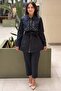 Capped Beaded Embroidered Cap Pants Jeans Set