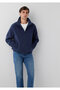 High Collar Navy Blue Velvet Coat 0110369-70487 - 2