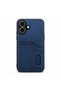 Apple iPhone 18 Compatible Case with Card Holder Luxury Leather Case Navy Blue - 2
