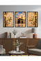 Allah Muhammed Written Kaaba 3 Piece Wooden Framed Painting Act - 5