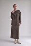 Knitted textured skirt suit coffee - 3