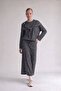 Knitted textured skirt suit black