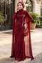 Burgundy Hijab Evening Dress with Cape 56501Br