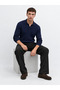 Men's Premium Hair Knit Polo Collar Thick Knitwear Sweater Navy Blue 2Dngr - 7