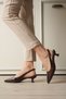 Women's Brown Wrinkled Patent Leather Slingback Pointed Toe Short Heeled Shoes Tr20Ms04D - 5