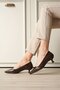 Women's Brown Wrinkled Patent Leather Short Heeled Pointed Toe Classic Stiletto Tr20Ms03D