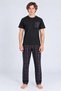 Leeds Wrist 100% Cotton Men's Short Sleeve Plaid Black Pajama Set - 2