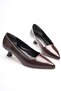 Women's Brown Wrinkled Patent Leather Short Heeled Pointed Toe Classic Stiletto Tr20Ms03D - 5