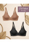 2-Pack Women's Laser Cut Seamless Underwire-Free Bra with Adjustable Straps - 2