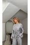 Belted Loose Sparkling Elastic Waist Trousers Suit - 5