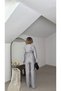 Belted Loose Sparkling Elastic Waist Trousers Suit - 3