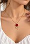 Women's Stainless Steel Gold Rose Necklace