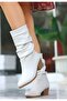 Yox Premium Beige Bellows Heeled Women's Boots - 3