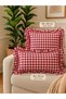 Lina Vintage Gingham Linen Ruffled Throw Pillow Cover Red