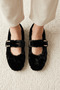 Women's Black Buckle Mary Jane Feathered Casual Ballerinas Byndmj003 - 7