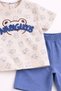 Baby boy chenille embossed embroidered summer top and bottom 2-piece set, 6-24 months, short sleeve with shorts. - 3