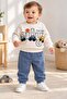 Baby boy 3d car applique sweatshirt seasonal top and bottom 2-piece set 3-6-9-12 months - 2