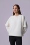 Women's Crew Neck Sleeve Detailed Oversized Fit Basic Sweatshirt Ecru - 5