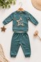 Baby boy star patterned plush appliqued sweatshirt bottom tracksuit 2-piece top and bottom set 6-9-12-18 months