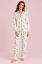 Women's Panda Patterned Pajama Set Ecru Two-Piece Set