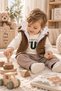 Baby Boy Quilted Hooded Vest 3-Piece Set with Bottom Layer for Winter 6-24 Months - 3