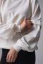 Women's Crew Neck Sleeve Detailed Oversized Fit Basic Sweatshirt Ecru - 2