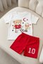 Baby Boy Unisex Our Kids Moon Star Cup Teddy Bear Printed Shorts Summer 2-Piece Set 3-12 Months t - 2