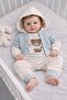 Baby boy bear and frog punch embroidered hooded cardigan m Transitional 3-piece set 0-3-6-9 months - 3