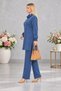 Women's Plus Size Slit Tunic and Wide Leg Pants Set C8013-Blue - 5