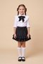 Girl's Black Scarf Polka Dot Ruffle Collar White Long Sleeve Shirt Black Double Ruffle Skirt April 23 October 29 Show Outfit - 3