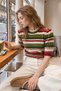 Crew Neck Striped Seasonal Casual Women's Knitwear Sweater - 2