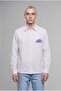 Boxy Fit Striped Long Sleeve Embroidered Detail Blue Cotton Shirt I3028Ax26Hs - 2