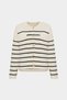 Premium Crew Neck Pocket Detailed Striped Women's Knitwear Cardigan